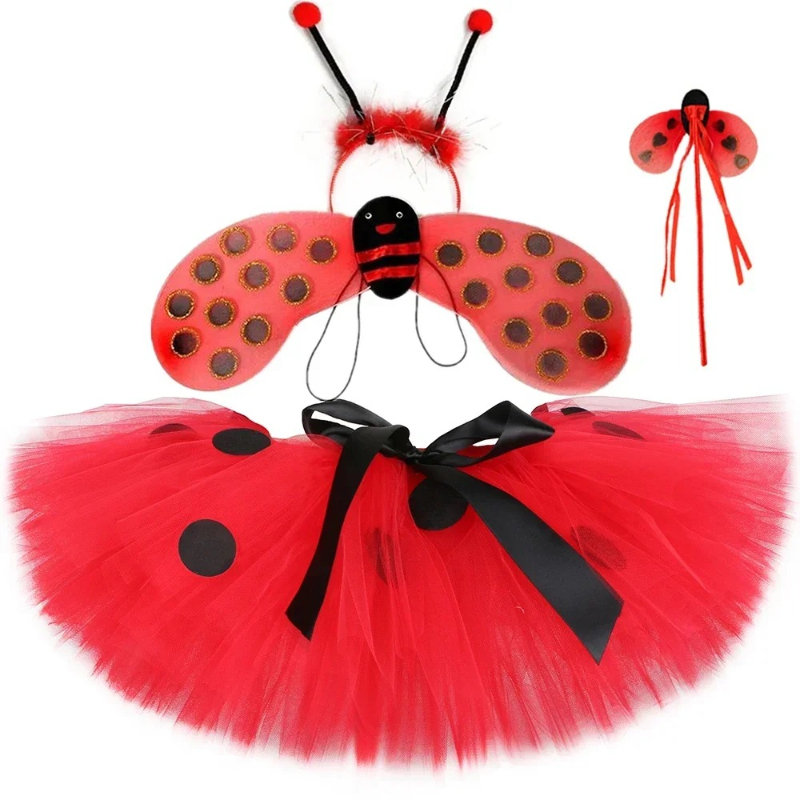 Anime Cosplay Toddler - Gonna Tutu Ladybird per Bambine, Rossa